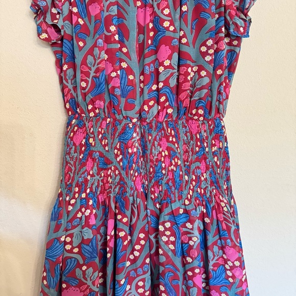 Entro Floral Print Multi Color Mini Dress with Ruffle Sleeves Size S Cottage - Picture 6 of 16
